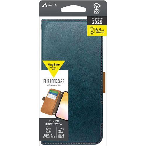 エアージェイ(air-j) AC-P25-PB-BL ブルー iPhone 17用 MagSafeアクセサリー対応 手帳タイプケース
