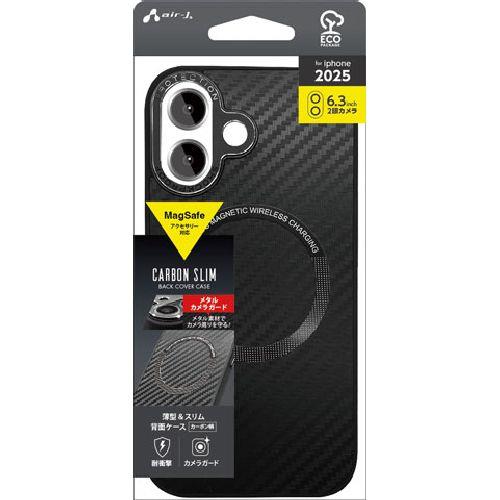 エアージェイ(air-j) AC-P25-CBM iPhone17用 MagSafeアクセサリー対応 薄型&スリム カーボン柄背面ケース