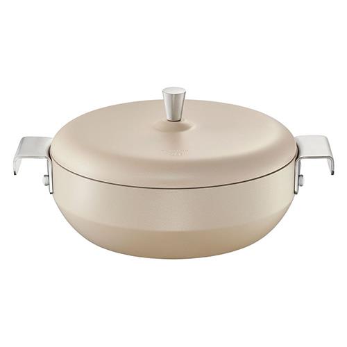 ドクターハウス Dr.HOWS ドクターハウス プレーティング 両手フライパン ラウンド型 20cm タンベージュ 韓国発 ガス火IH対応 PFOAPFOSフリー