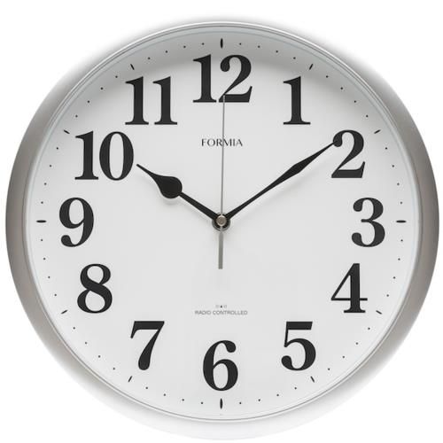 保土ヶ谷電子販売 HWC-024RC-SV シルバー アナログ電波掛け時計 FORMIA フォルミア 見やすい シンプル 夜間秒針停止