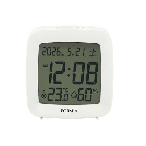 クレファー HT-042WH ホワイト フォルミア 置き目覚まし時計 温度 湿度 日付 曜日 電子音