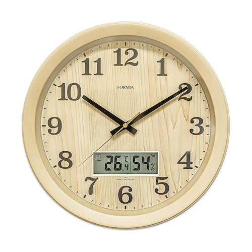 保土ヶ谷電子販売 HWC-023RC-N ナチュラル アナログ電波掛け時計 FORMIA フォルミア 温度 湿度 夜間秒針停止