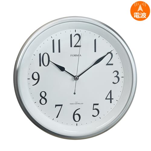 保土ヶ谷電子販売 HWC-029RC-SV シルバー FORMIA フォルミア 電波 壁掛け時計 夜間自動点灯 光センサー式 明るさ調整 夜間秒針停止 アナログ