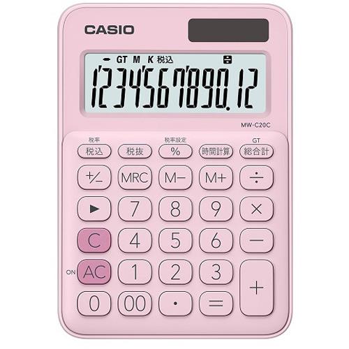 CASIO(カシオ) MW-C20C-PK ペールピンク カラフル電卓 12桁