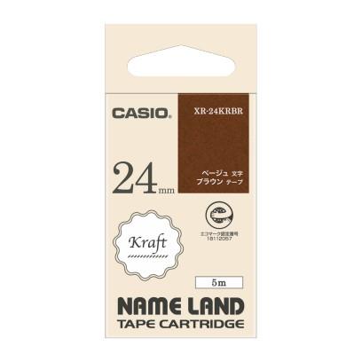 CASIO(カシオ) XR-24KRBR ネームランドテープ クラフトテープ ブラウン/ベージュ文字 24mm