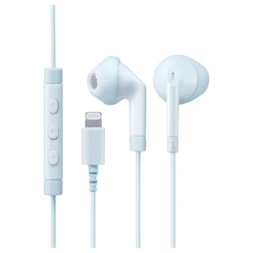 エレコム(ELECOM) EHP-LF10IMABU ブルー ステレオヘッドホン Lighting 13.6mmドライバ マイク付