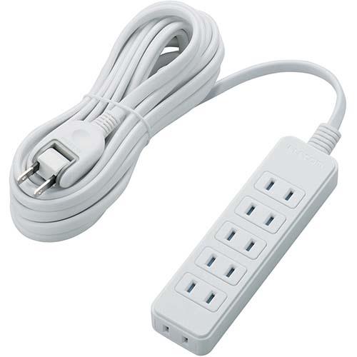 エレコム(ELECOM) T-ST02N-2650WH ホワイト シャッタータップ 延長コード 2ピン 6個口 5m
