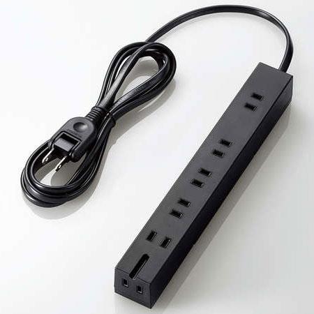 エレコム(ELECOM) T-KF01-2620BK ブラック 雷/回転機能タップ 延長コード 2ピン 6個口 2m
