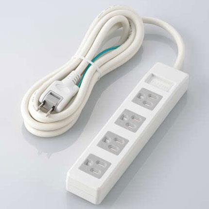 エレコム(ELECOM) T-T1C-3425WH ホワイト 電源タップ シャッタータップ 延長コード 3ピン 4個口 2.5m