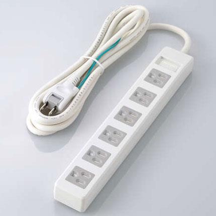 エレコム(ELECOM) T-T1C-3625WH ホワイト 電源タップ シャッタータップ 延長コード 3ピン 6個口 2.5m