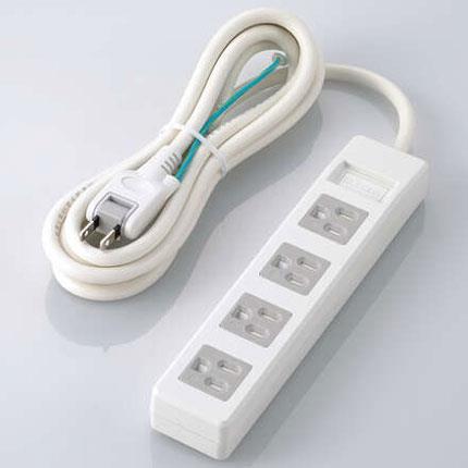 エレコム(ELECOM) T-T1D-3425WH ホワイト 電源タップ マグネットシャッター 延長コード 3ピン 4口 2.5m
