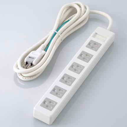 エレコム(ELECOM) T-T1D-3625WH ホワイト 電源タップ マグネットシャッター 延長コード 3ピン 6口 2.5m