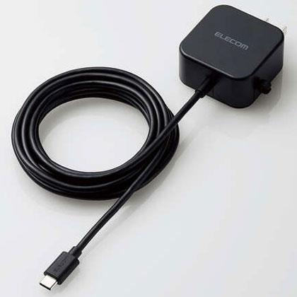 エレコム ELECOM MPA-ACC21BK(ブラック) AC充電器(2.4A/Cケーブル一体型/2.5m) USB充電器
