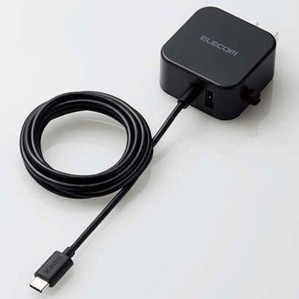 エレコム(ELECOM) MPA-ACC22BK ブラック AC充電器 2.4A/Cケーブル一体型+Aポート×1 1.5m