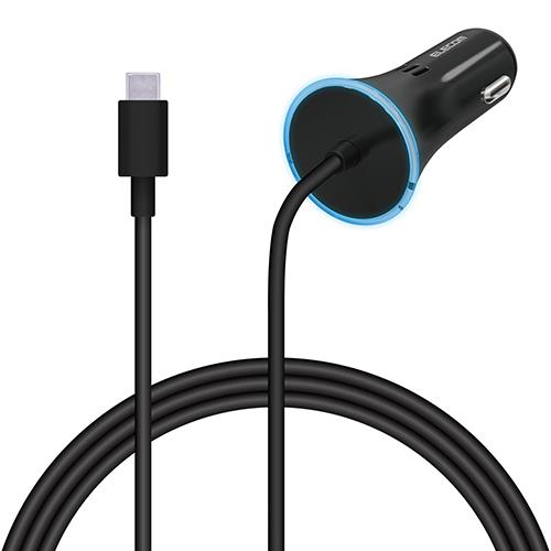 エレコム(ELECOM) MPA-CCCPD01BK ブラック 車載充電器 USB PD18W Type-C ケーブル一体型 150cm