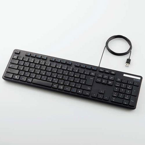 エレコム(ELECOM) TK-FCM108KBK ブラック 抗菌 有線薄型フルキーボード 109キー 日本語配列