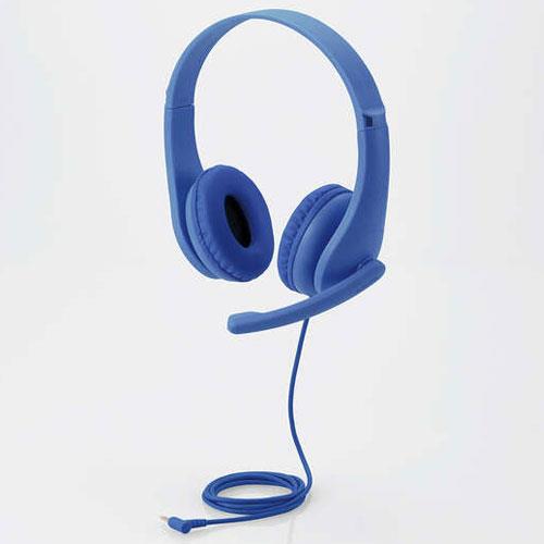 エレコム(ELECOM) HS-KD01TDBU ブルー 子ども用ヘッドセット 有線 4極ミニプラグ 両耳 マイクアーム付