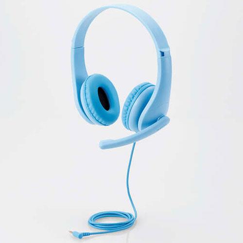 エレコム(ELECOM) HS-KD01TLBU ライトブルー 子ども用ヘッドセット 有線 4極ミニプラグ 両耳 マイクアーム付
