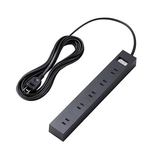エレコム(ELECOM) ECT-1550BK ブラック 一括スイッチ付上面5口+側面5口タップ 延長コード 2ピン 5m