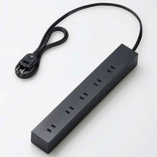 エレコム(ELECOM) T-KF04-21010BK ブラック 回転脚付上面5口+側面5口タップ 延長コード 2ピン 1m
