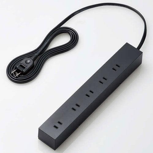 エレコム(ELECOM) T-KF04-21020BK ブラック 延長コード 2ピン 10個口 上面5個口/側面5個口 2m