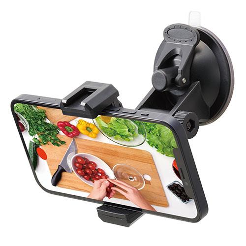 エレコム(ELECOM) P-STSRSUBK ブラック スマホ用ホルダー 吸盤タイプ 縦横撮り対応