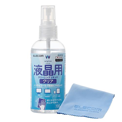 エレコム(ELECOM) CK-DP100SET 液晶用クリーニングリキッドクリア ノンアルコール 100ml ｸﾘｰﾆﾝｸﾞｸﾛｽ付