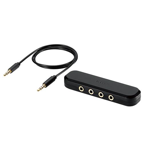 エレコム(ELECOM) EHP-35AD03BK ブラック イヤホンジャック オーディオ分配アダプター 3分配 4極 φ3.5/0.5m
