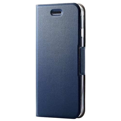 エレコム(ELECOM) PM-A22SPLFUNV ネイビー iPhone SE第3世代/SE第2世代/8/7用 レザーケース 手帳型 クリアケース