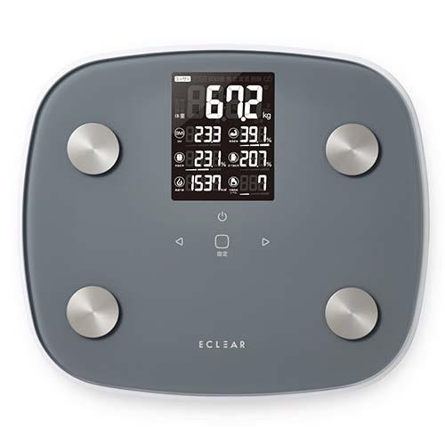 エレコム(ELECOM) HCS-FS05GY グレー 体組成計 体重計 大画面 ヘルスメーター 100g単位 単4形乾電池