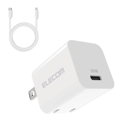 エレコム ELECOM MPA-ACLP04WH(ホワイト) USB PD3.0対応AC充電器 USB充電器 Type-C ケーブル付属1.5m