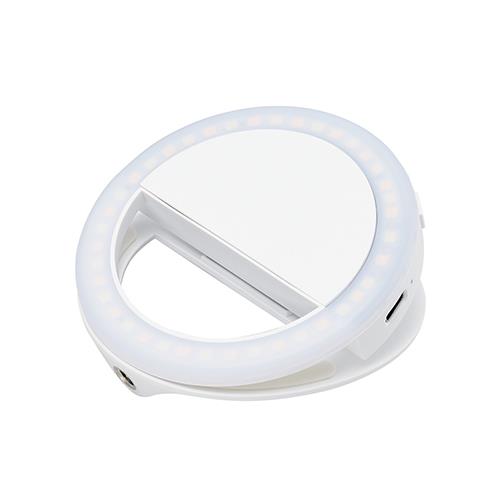 エレコム(ELECOM) DE-L04WH ホワイト LED リングライト 直径9cm クリップ式 3段階調光 USB充電式