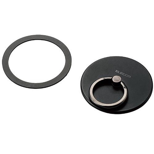 エレコム(ELECOM) P-STRMKPSLBK ブラック スマートフォン対応 マグネットリング メタルプレート付属