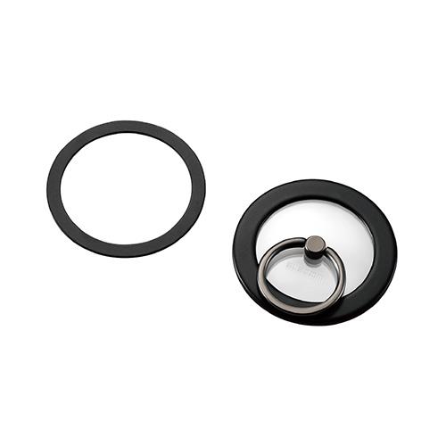 エレコム(ELECOM) P-STRMKPCR-BK ブラック スマホリング マグネット メタルプレート付属 スマホスタンド機能