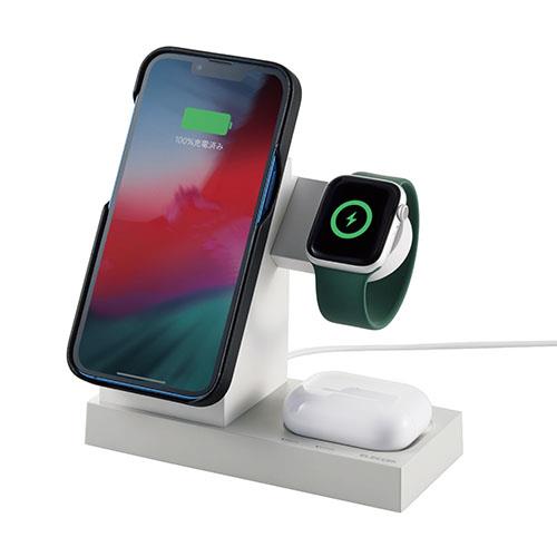 エレコム(ELECOM) W-MS06WH ホワイト iPhone/AppleWatch/AirPods対応 マグネット式 ワイヤレス充電器 7.5W
