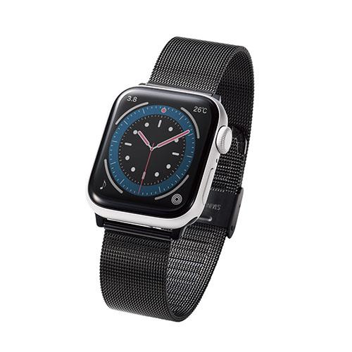 エレコム(ELECOM) AW-41BDSSMBK ブラック Apple Watch 41mm/40mm/38mm 用 ミラネーゼステンレスバンド