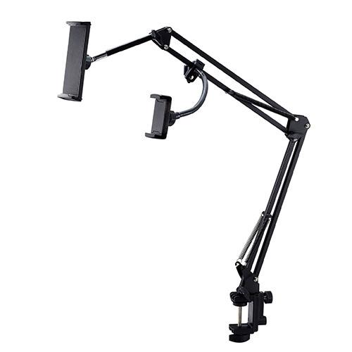 エレコム(ELECOM) TB-DSZARM2BK ブラック スマホ/タブレット対応 Zアーム型 2台設置 スタンド 位置調節可能