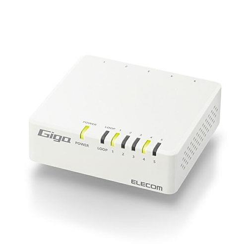 エレコム(ELECOM) EHC-G05PA4-JW ホワイト Giga対応5ポートスイッチ プラ筐体/ACアダプター マグネット付
