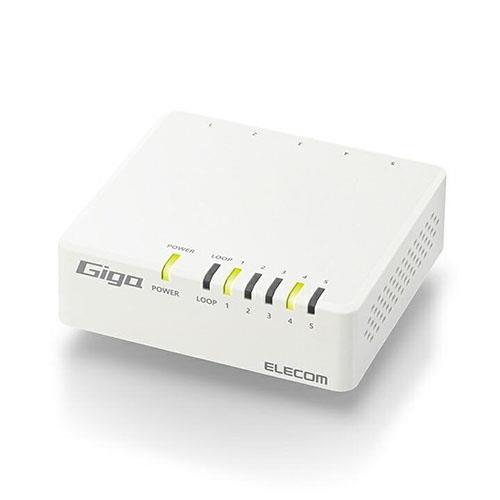 エレコム(ELECOM) EHC-G05PA4-W ホワイト Giga対応5ポートスイッチプラ筐体/ACアダプター