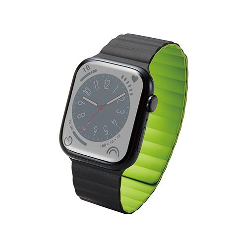 エレコム(ELECOM) AW-45BDMAGBK2 ブラックxグリーン アップルウォッチ バンド Ultra