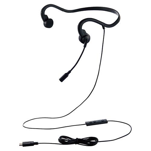 エレコム(ELECOM) HS-BC05C-BK ブラック 骨伝導イヤホン ヘッドセット マイク付き 有線 USB Type C接続