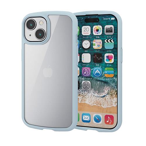 エレコム(ELECOM) iPhone15 ケース ハイブリッド 軽量 薄型 カメラ周り保護 ブルー