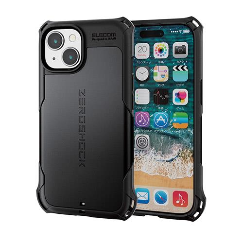 エレコム(ELECOM) iPhone15 ケース ハイブリッド 衝撃吸収 カメラレンズ保護設計 ブラック