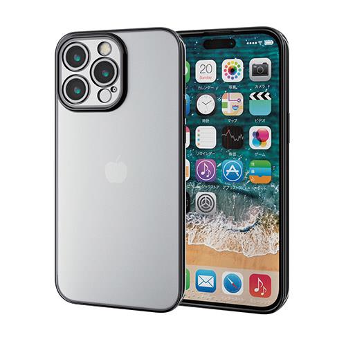 エレコム(ELECOM) iPhone15 Pro Max 用 ケース ソフト 極限設計 メタリックブラック