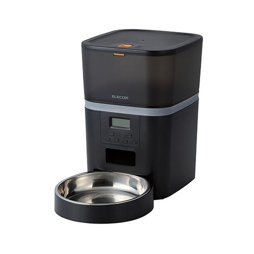 エレコム(ELECOM) PET-AF01BK ブラック 自動給餌器 猫 中小型犬 4L 1匹用 録音可 タイマー式 1日6食