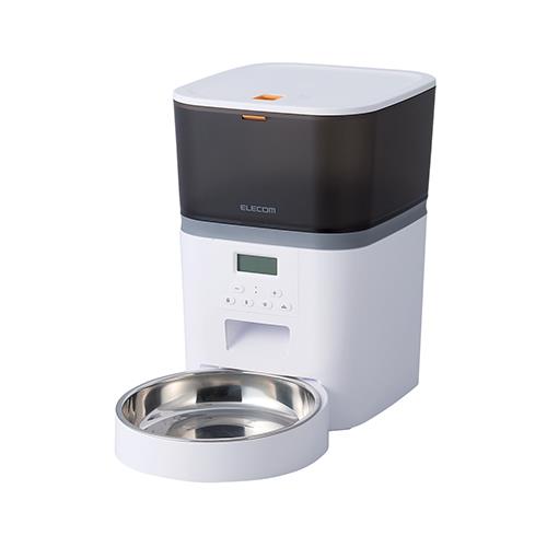 エレコム(ELECOM) PET-AF01WH ホワイト 自動給餌器 猫 中小型犬 4L 1匹用 録音可 タイマー式 1日6食