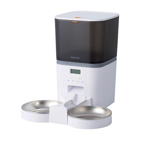 エレコム(ELECOM) PET-AF02WH ホワイト 自動給餌器 猫 中小型犬 6L 2匹用 録音可 タイマー式 1日6食