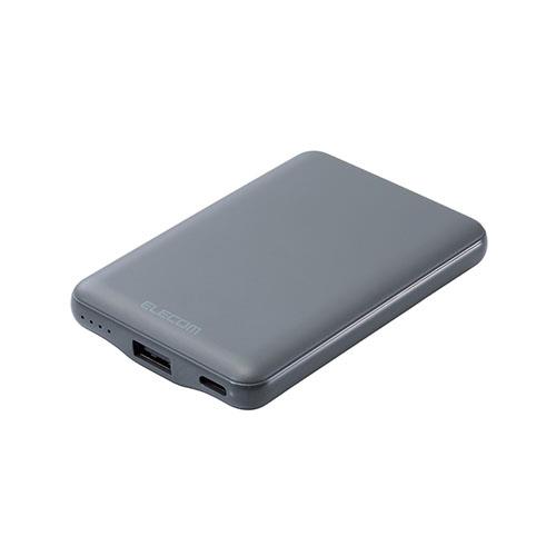 エレコム(ELECOM) DE-C45-5000DGY ダークグレー 薄型コンパクトモバイルバッテリー 5000mAh/3A/C×1+A×1