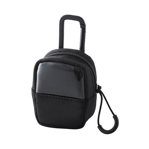 エレコム(ELECOM) TWS-EP23FSBK ﾌﾞﾗｯｸ TWS用汎用コンパクトポーチ Sｻｲｽﾞ カラビナ ファブリックタイプ