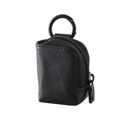 エレコム(ELECOM) TWS-EP23LSBK ﾌﾞﾗｯｸ TWS用汎用コンパクトポーチ Sｻｲｽﾞ カラビナ ソフトレザータイプ